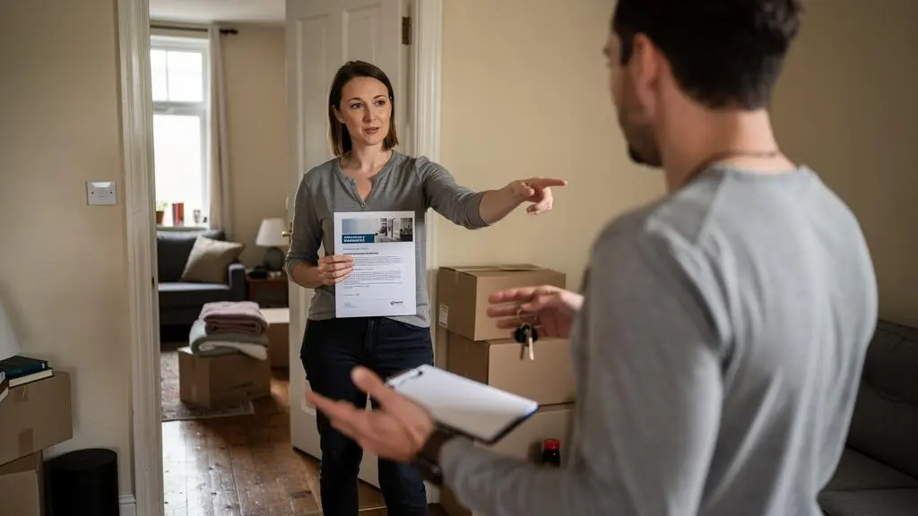 Un propriétaire et un agent immobilier examinent un appartement pendant une première visite de mise en vente.